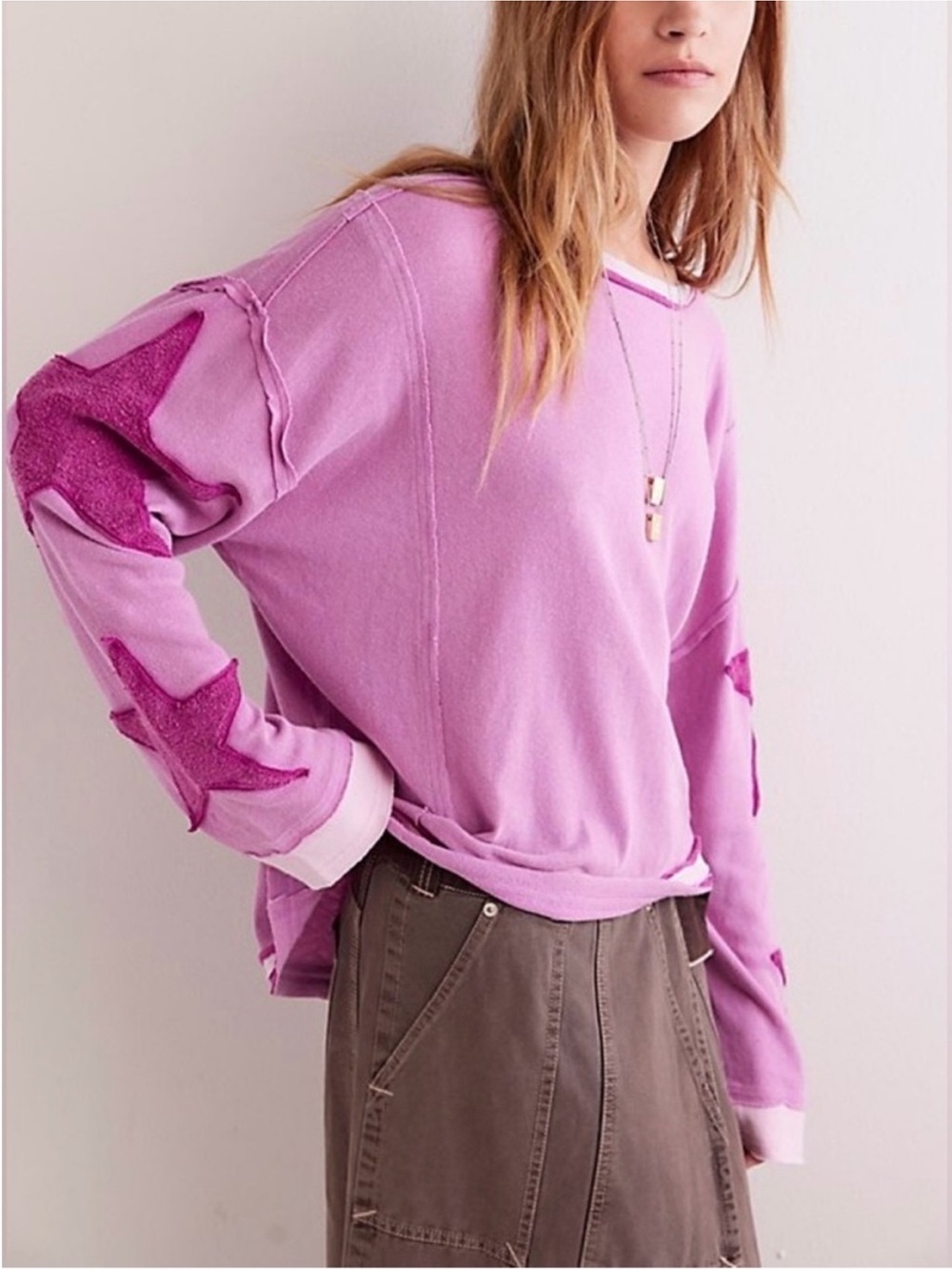 NWOT Free People We The Free You're A Star Tee - pink magenta - Small - Picture 4 of 8